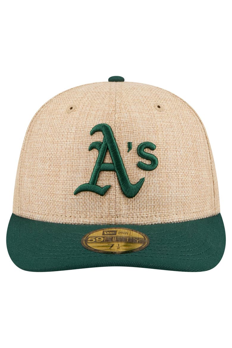 Men's New Era  Natural/Green Athletics Twine 59FIFTY Fitted Hat, Alternate, color, Natural