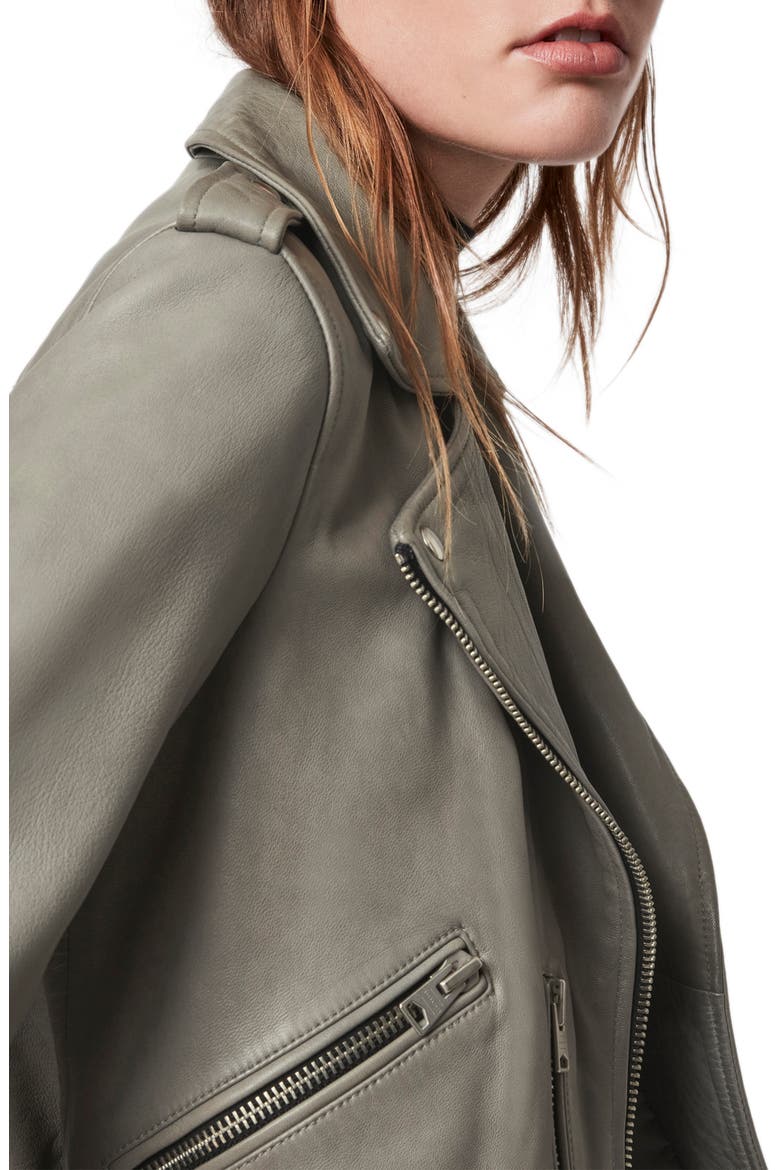 Balfern Leather Biker Jacket, Alternate, color, DUCK EGG BLUE