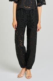 WAYF Steph Floral Cotton Lace Balloon Pants