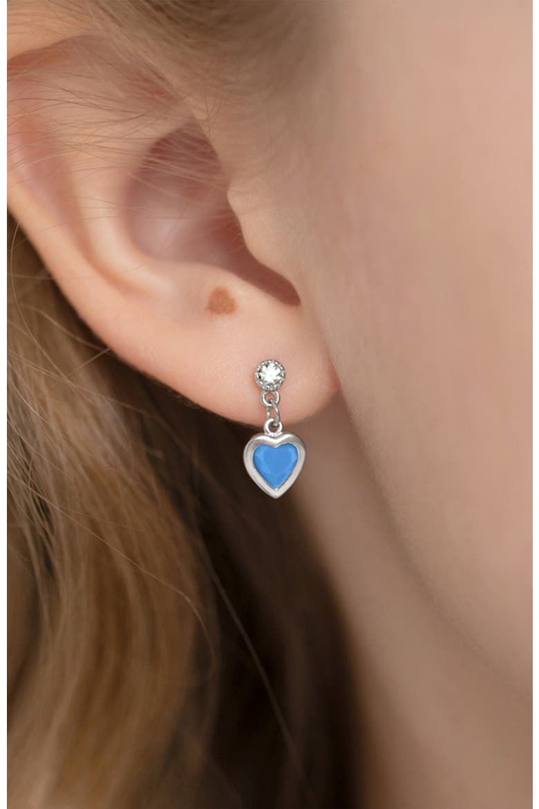 Turquoise Heart Dangle Girl Earrings, Alternate, color, Aqua Blue