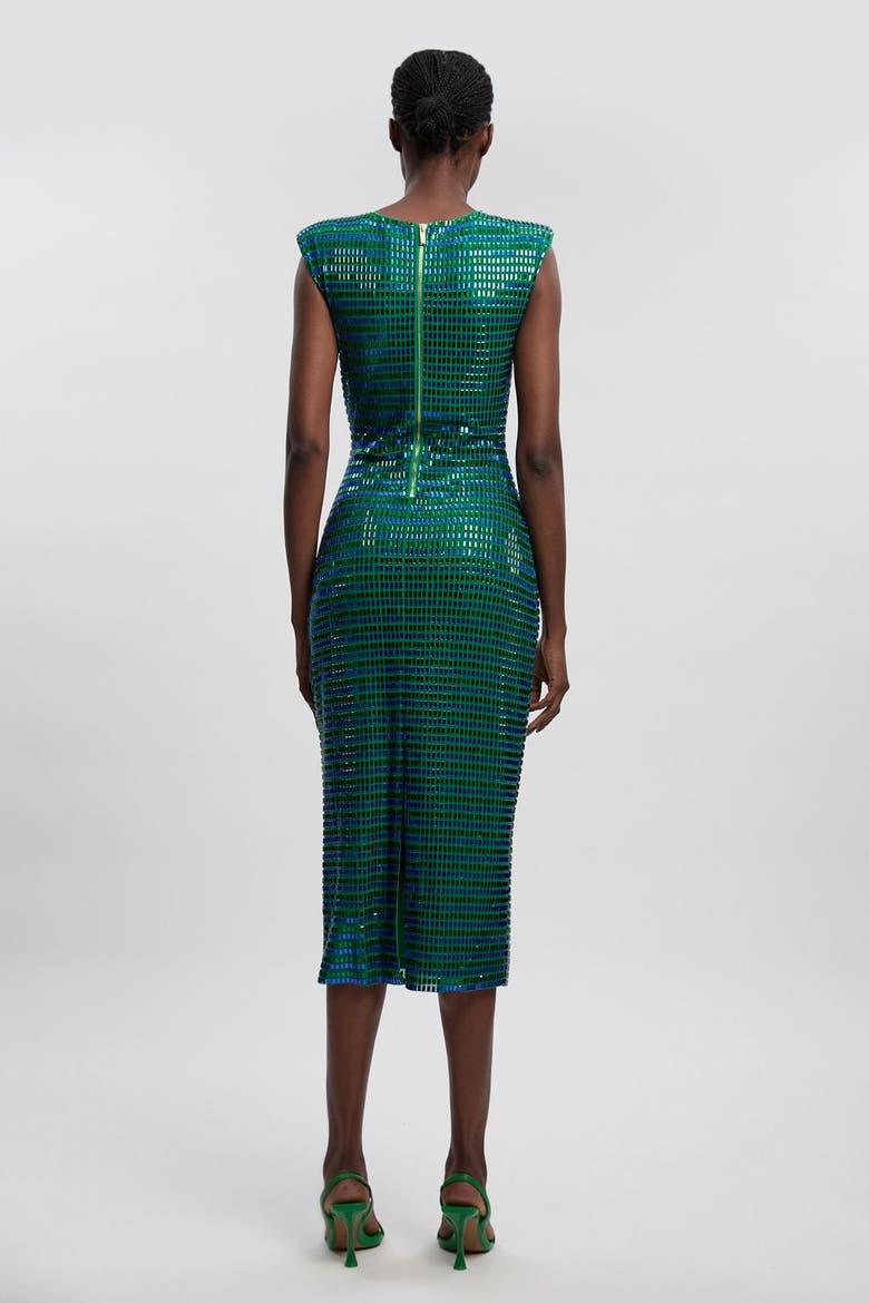 Plunge V-Neck Sleeveless Midi Dress, Alternate, color, Multi