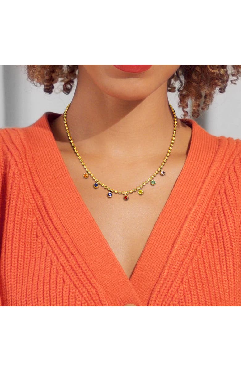 Julianna B. Multi Sapphire 7-Stone Station Necklace 10k, Alternate, color, 