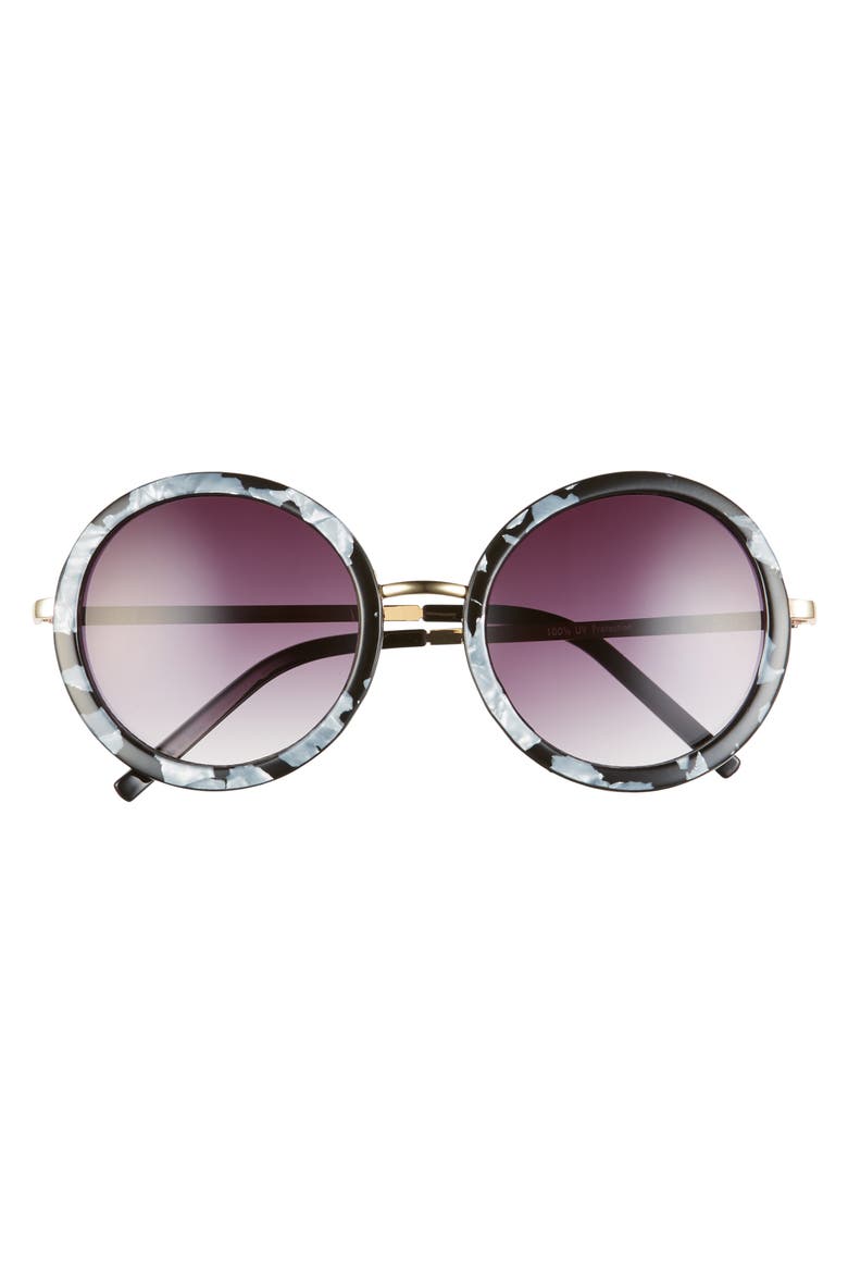 50mm Gradient Round Sunglasses, Alternate, color, MATTE BLACK