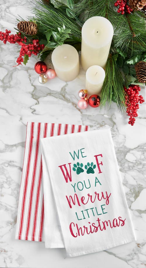 C & F Home C&f Home We Woof You A Merry Little Christmas Flour Sack Embroidered Cotton Flour Sack Kitchen Towel In White