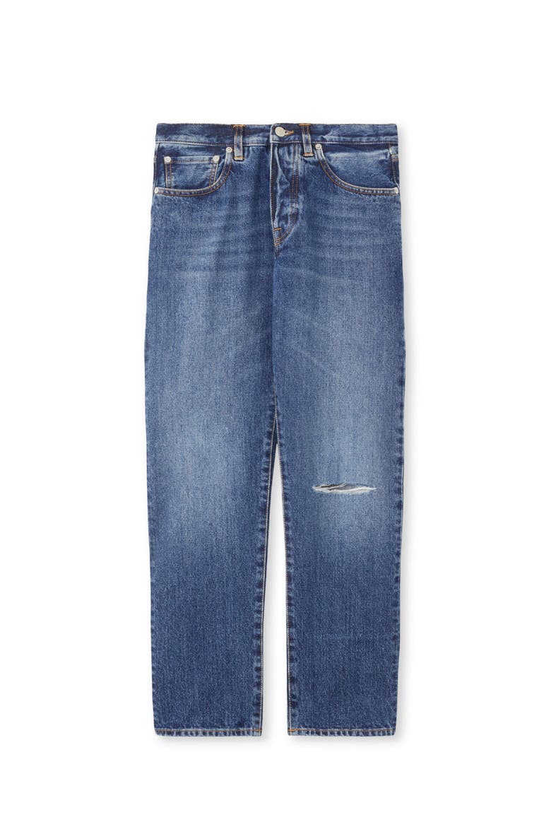 965 John Stone Wash 5-Pocket Denim Trousers, Main, color, BLUE