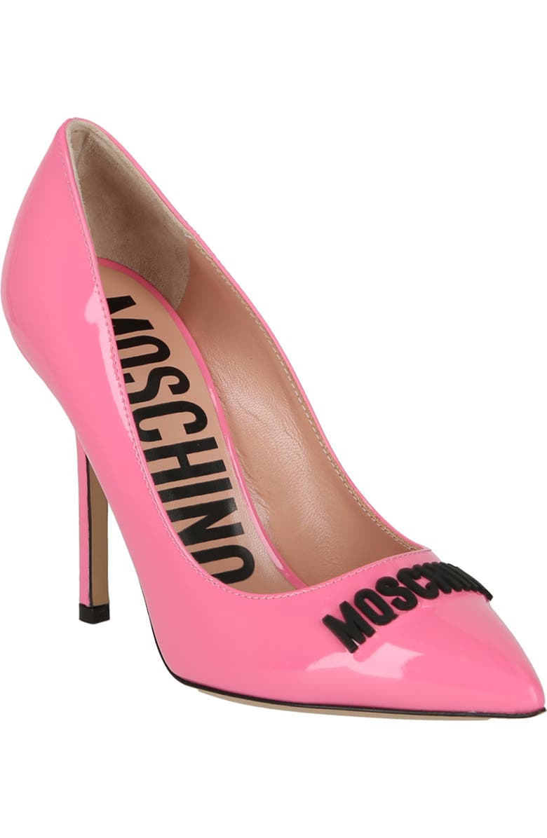 Moschino Rubberized Logo Patent Leather Pump, Main, color,