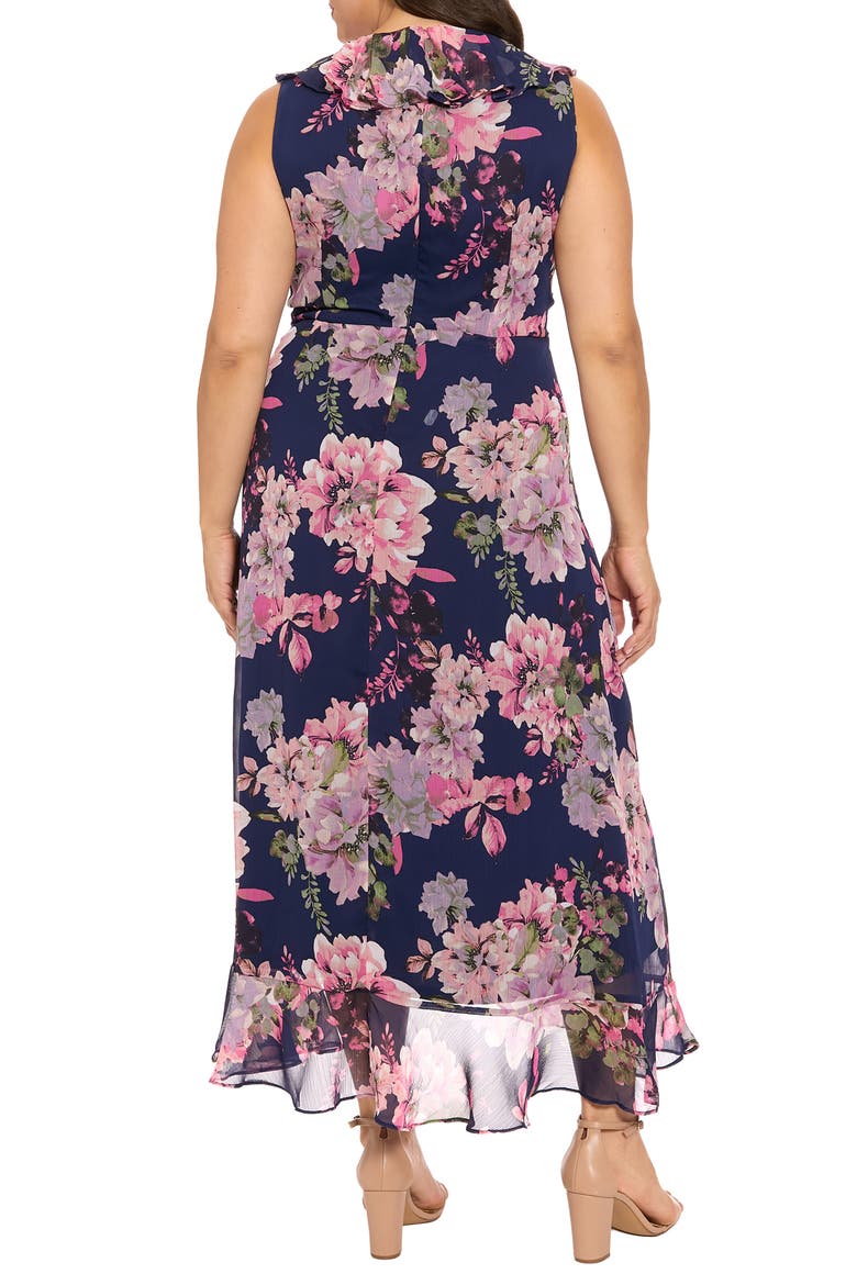 Chiffon Ruffle Dress, Alternate, color, NAVY/ PINK