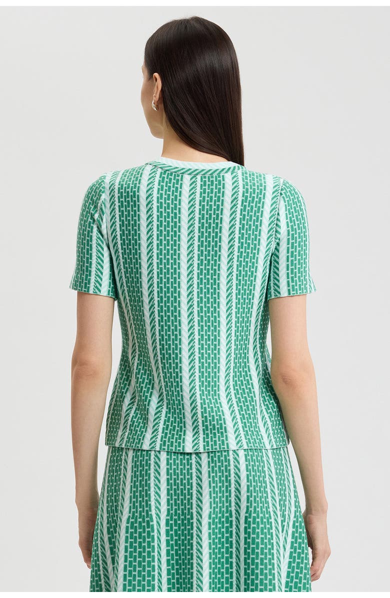 Ming Wang Roadmap Pattern Soft Knit Top, Alternate, color, Kelly Green/Eucalyptus/Ivory