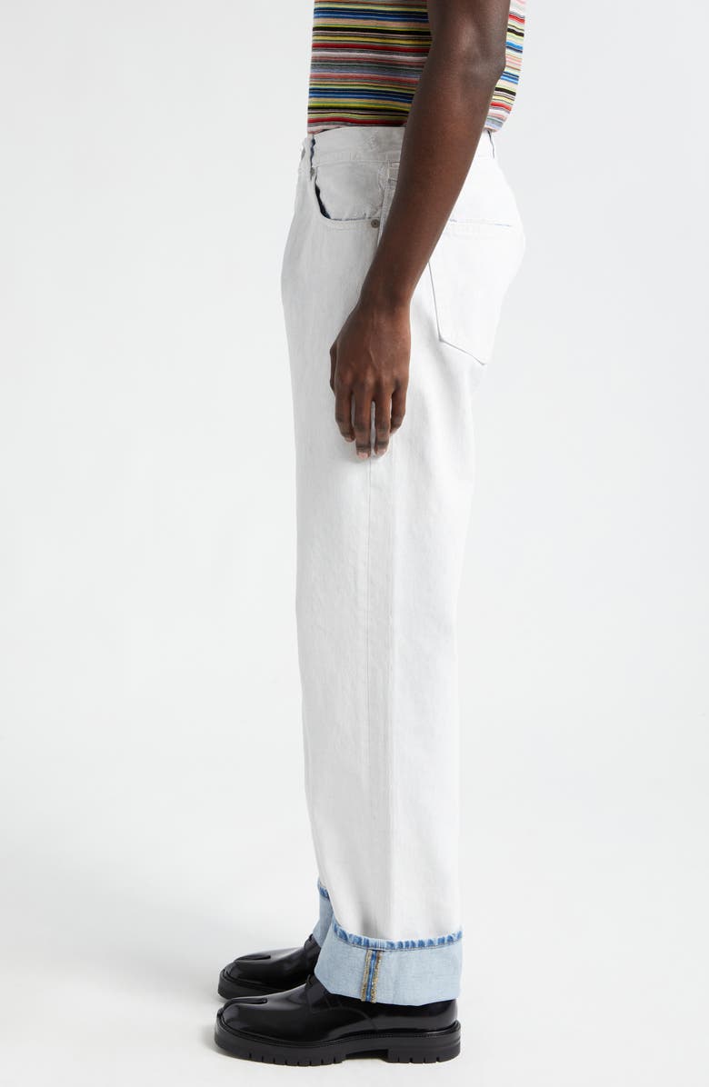 Maison Margiela Bianchetto Hand Painted Denim Jeans, Alternate, color, White Paint