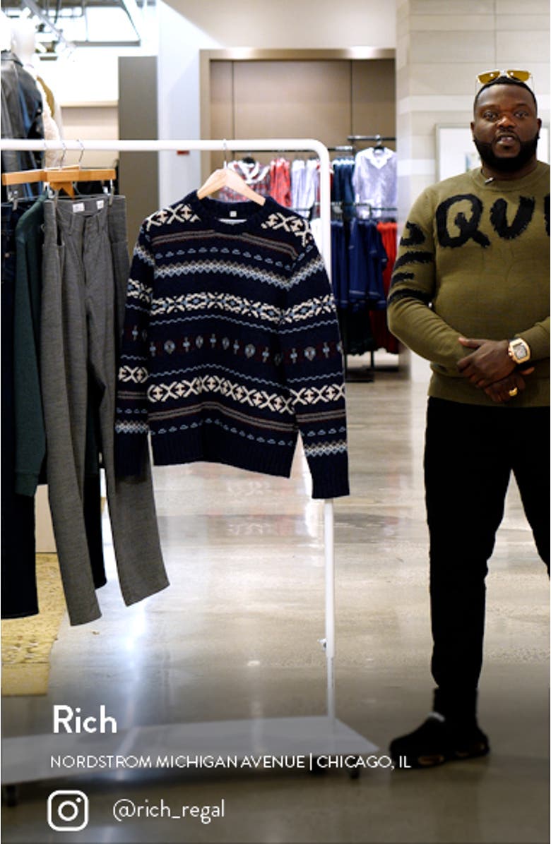 Fair Isle Crewneck Wool Blend Sweater, sales video thumbnail