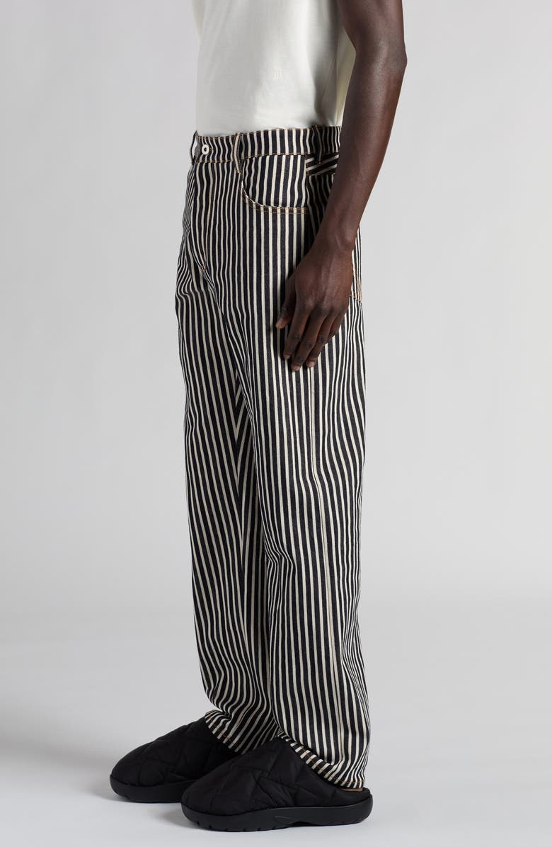 Bottega Veneta Engineer Stripe Straight Leg Cotton Drill Pants, Alternate, color, Navy/ Ecru