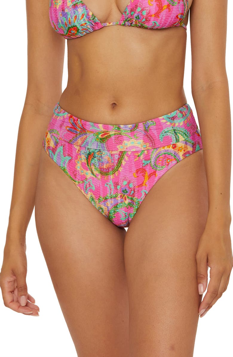 Becca Polynesia High Waist Bikini Bottoms, Alternate, color, Pink Multi
