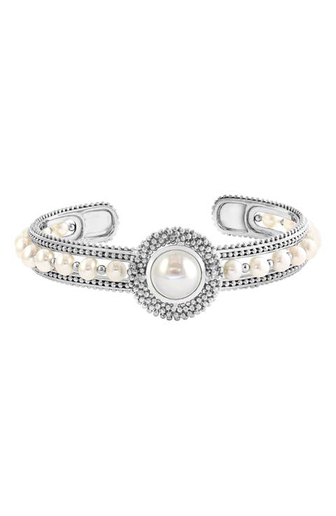 Sterling Silver Cultured Freshwater Pearl Cuff Bracelet