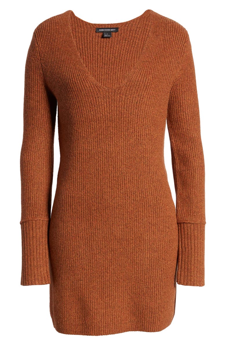 Something Navy Fitted Long Sleeve Tunic Sweater Dress, Alternate, color, 