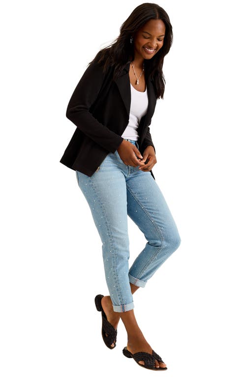 Tommy Bahama Sparkle Rhinestone Cuffed Ankle Slim Boyfriend Jeans In Blue