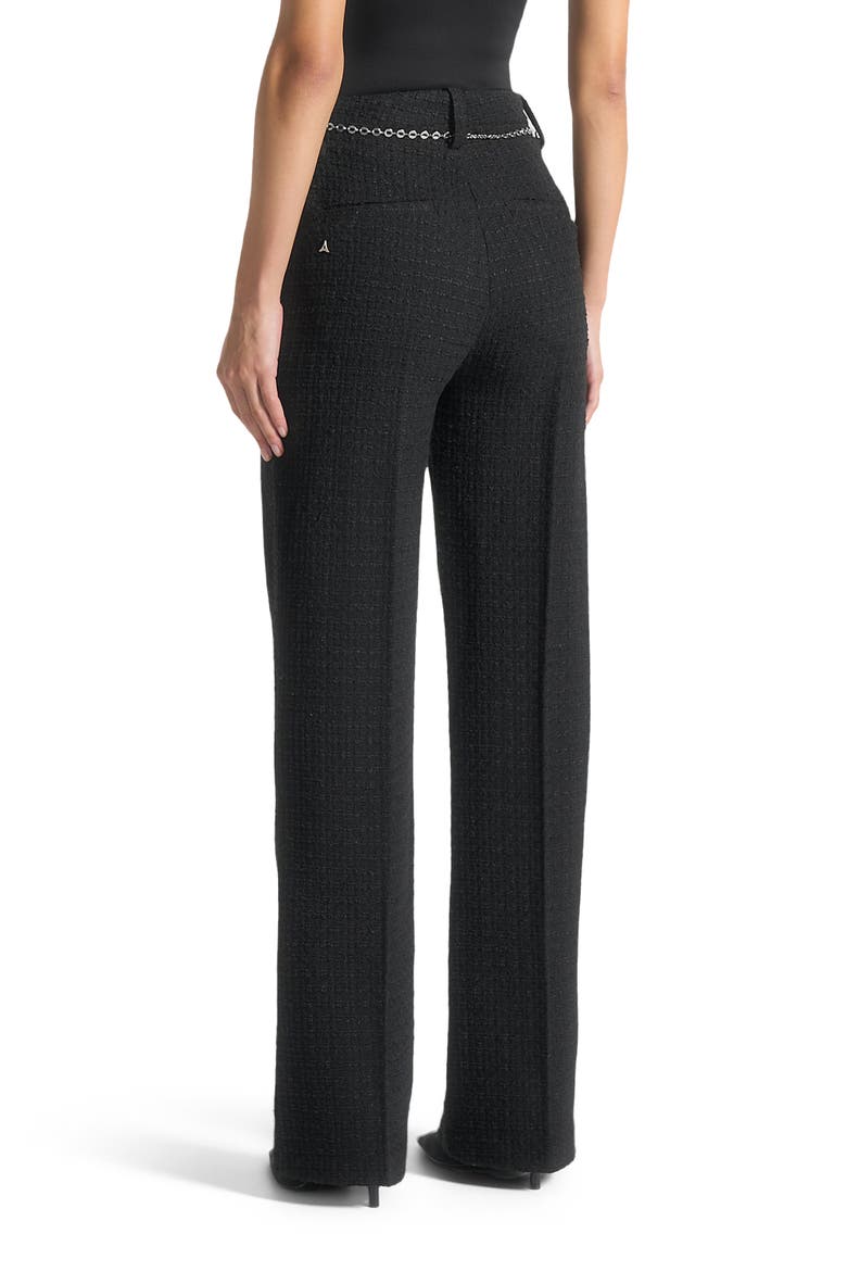 Nathalie Tweed Trousers with Belt, Alternate, color, Black