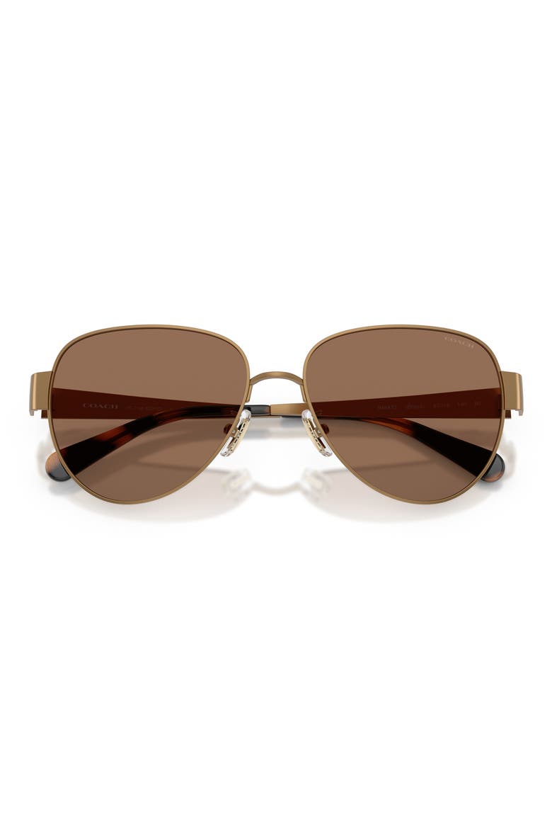 57mm Pilot Sunglasses, Alternate, color, BRASS / BROWN SOLID