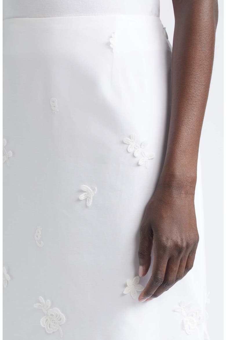 Malik Floral Appliqué Midi Skirt, Alternate, color, OPTIC WHITE