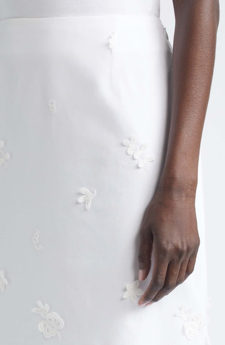 Altuzarra Malik Floral Appliqué Midi Skirt, Alternate, color, Optic White