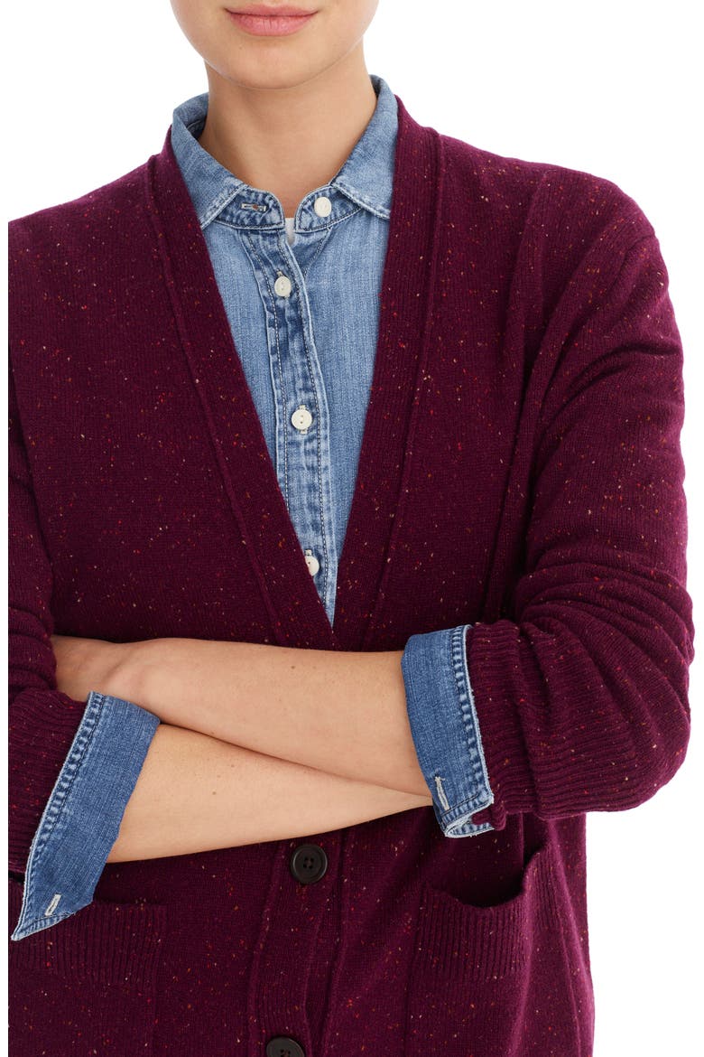 Donegal Long Cardigan Sweater, Alternate, color, BURG DONEGAL