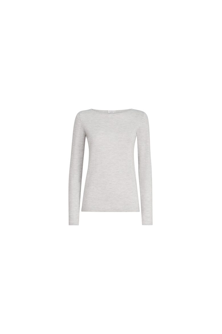Sparkling cashmere and silk lightweight sweater, Alternate, color, Light Grey