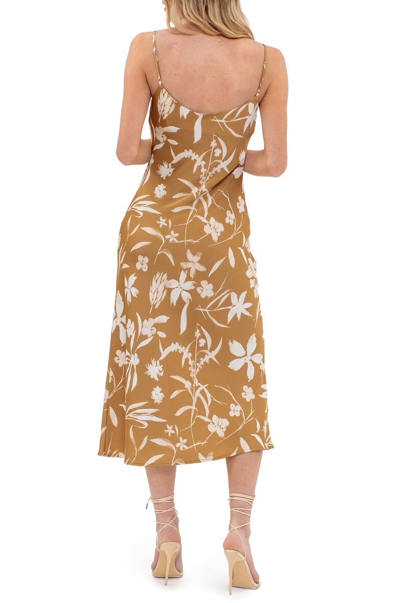 AUGUST SKY Floral Slipdress, Alternate, color, Camel