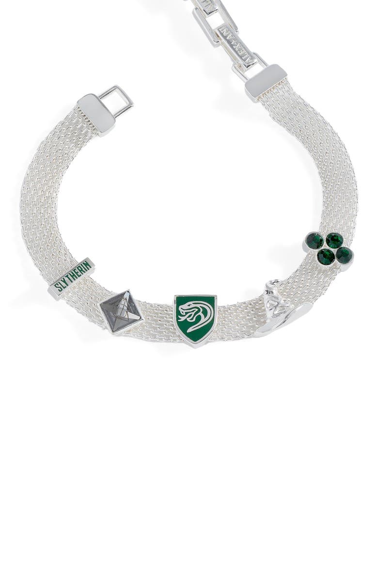 Alex and Ani Harry Potter<sup>™</sup> Slytherin Mesh Charm Bracelet, Alternate, color, 