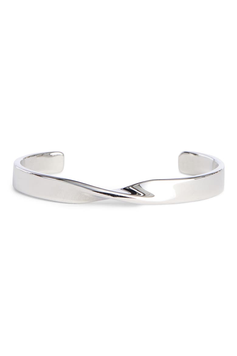Twist Metal Cuff, Main, color, RHODIUM