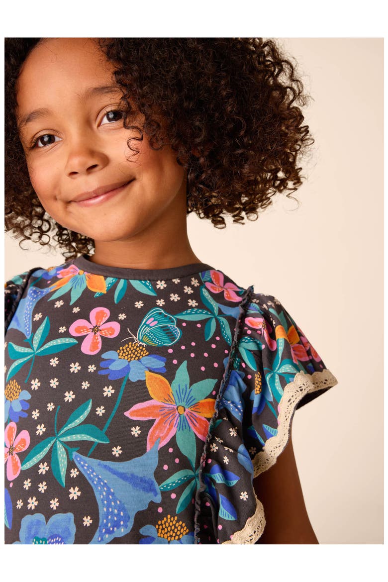 Crochet Trim Ruffle Dress, Alternate, color, Brazilian Painted Floral