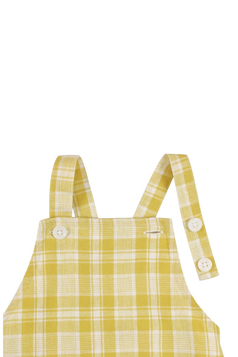 Baby Shortie Overall Romper, Infant, Alternate, color, Yellow Plaid Linen