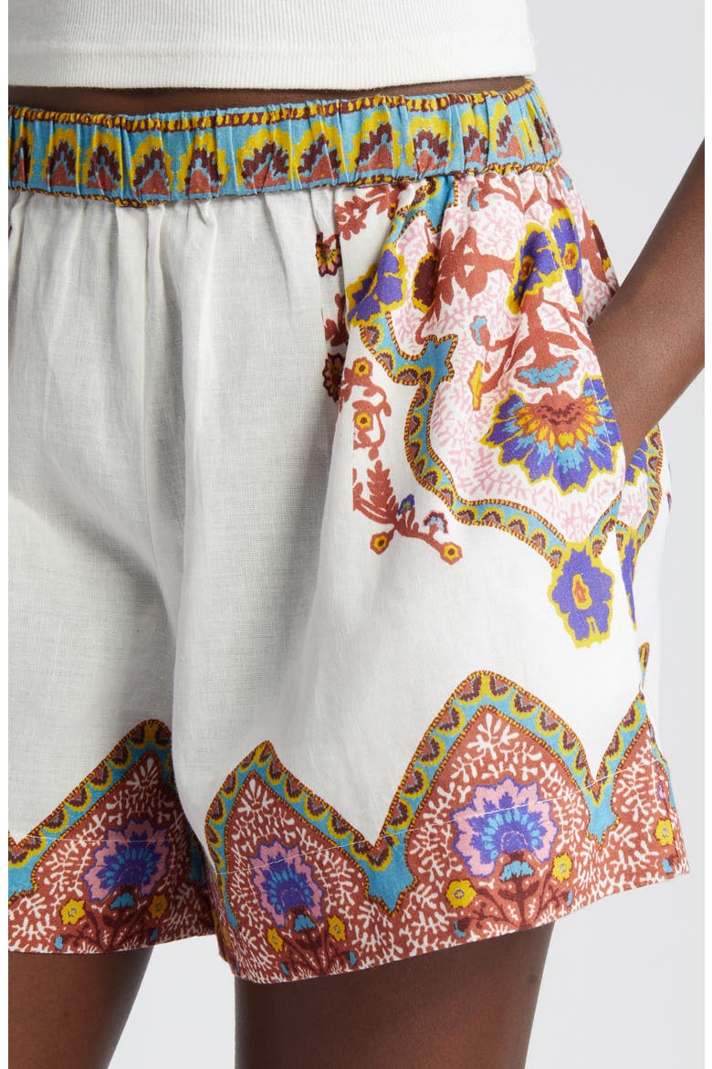 Malcom Placed Print Cotton & Linen Shorts, Alternate, color, LAGOS PRINT