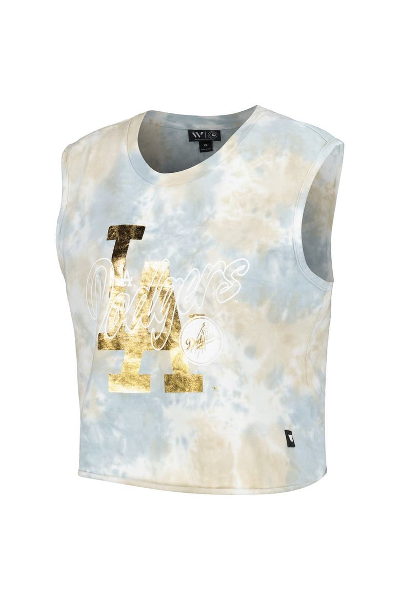 Women's The Wild Collective White Los Angeles Dodgers Washed Muscle Tank Top, Alternate, color, White