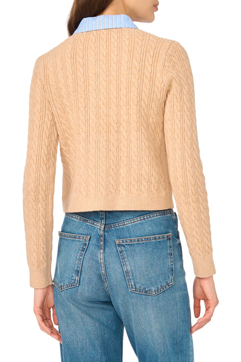 Cable Knit Twofer Cardigan, Alternate, color, MELLOW SAND