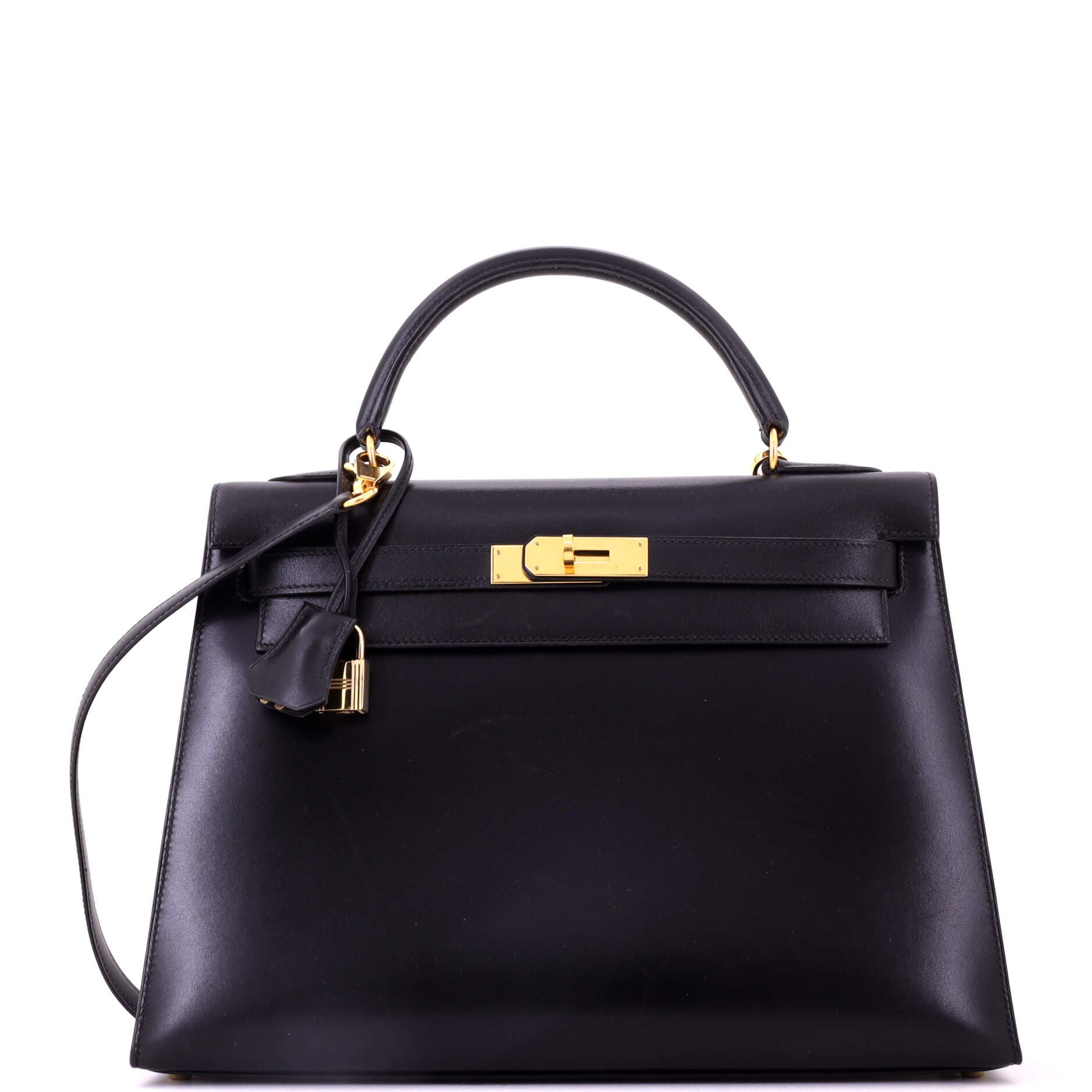 Kelly Handbag Black Box Calf with Gold Hardware 32, Main, color, Black