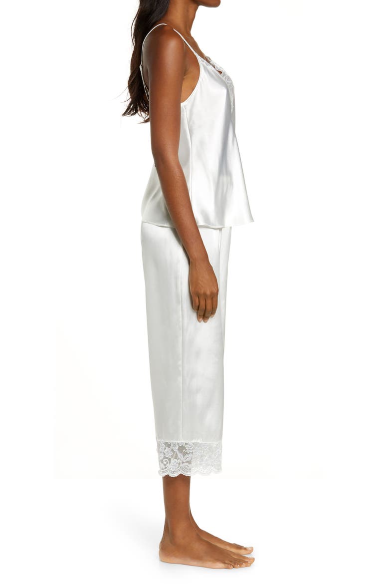 Lindsay Satin & Lace Crop Pajamas, Alternate, color, IVORY
