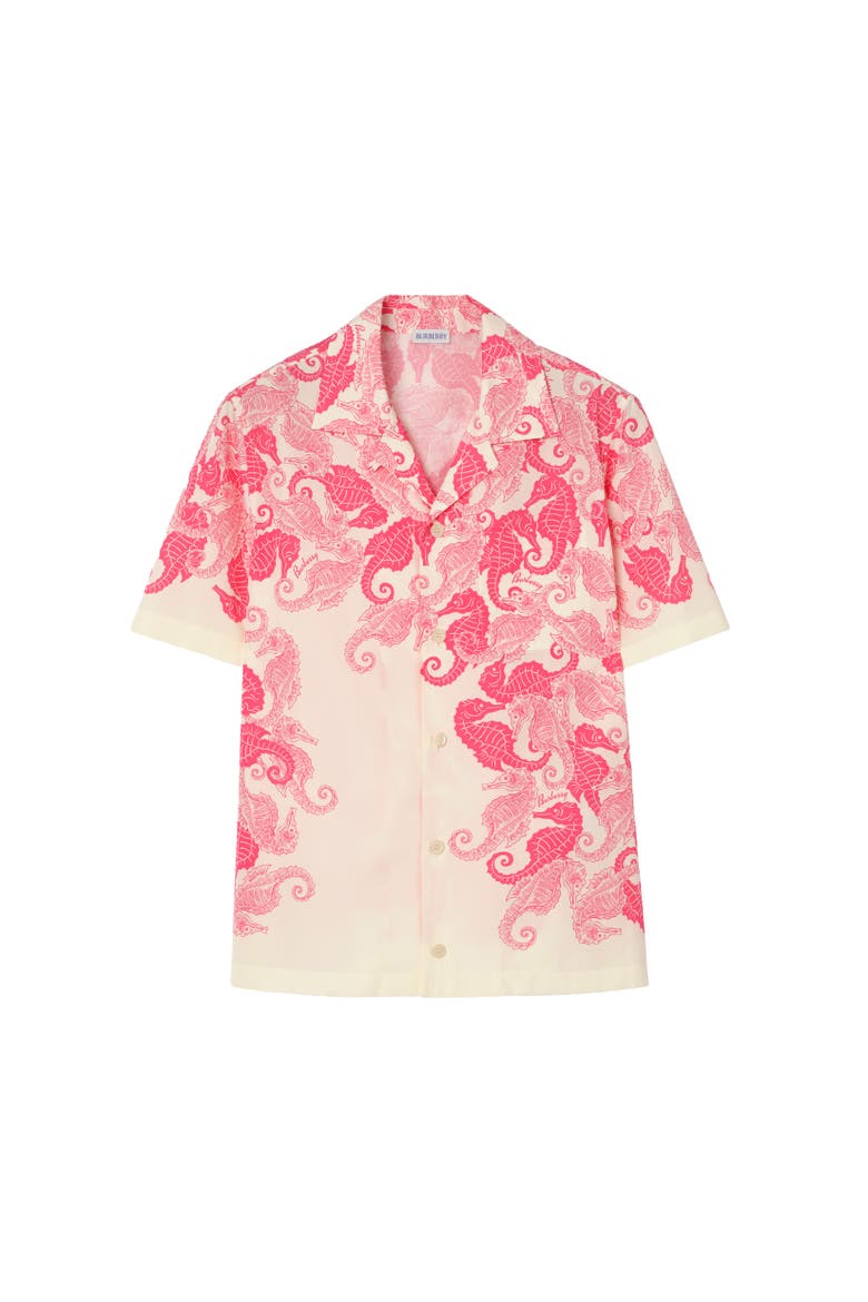Relaxed Fit Seahorses Cotton Shirt, Alternate, color, Honeysuckle pink