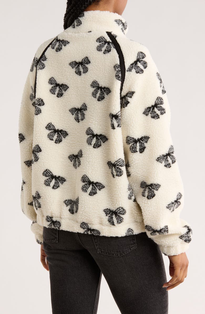 RDI Bow Faux Shearling Zip Jacket, Alternate, color, Stone