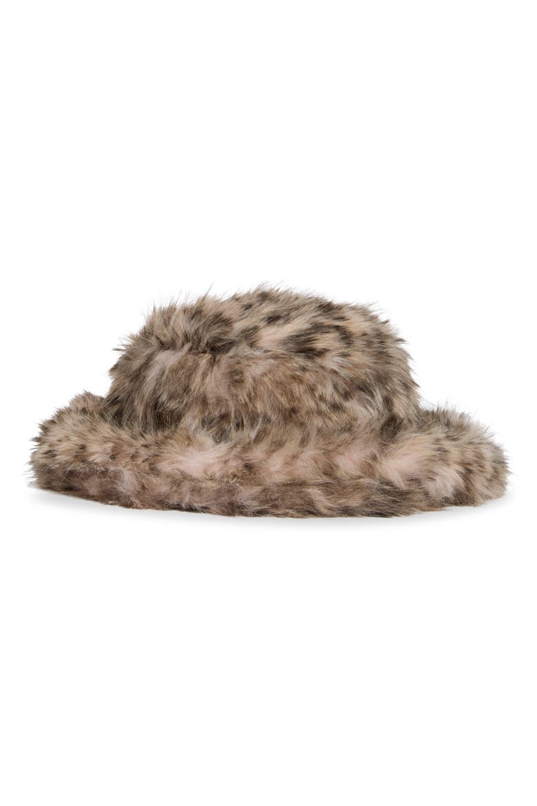 Leopard Faux Fur Bucket Hat, Alternate, color, LEOPARD