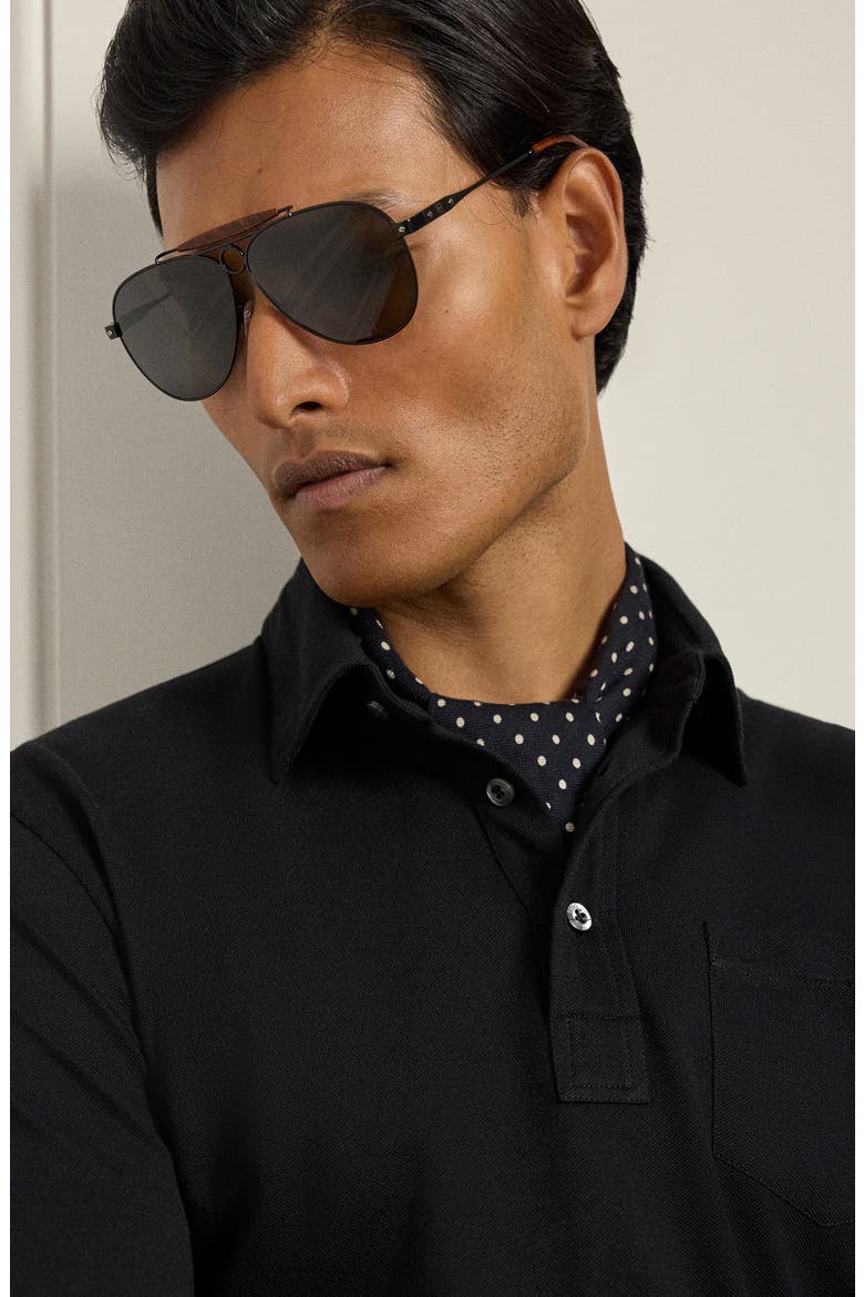 Long Sleeve Cotton & Cashmere Polo, Alternate, color, CLASSIC BLACK