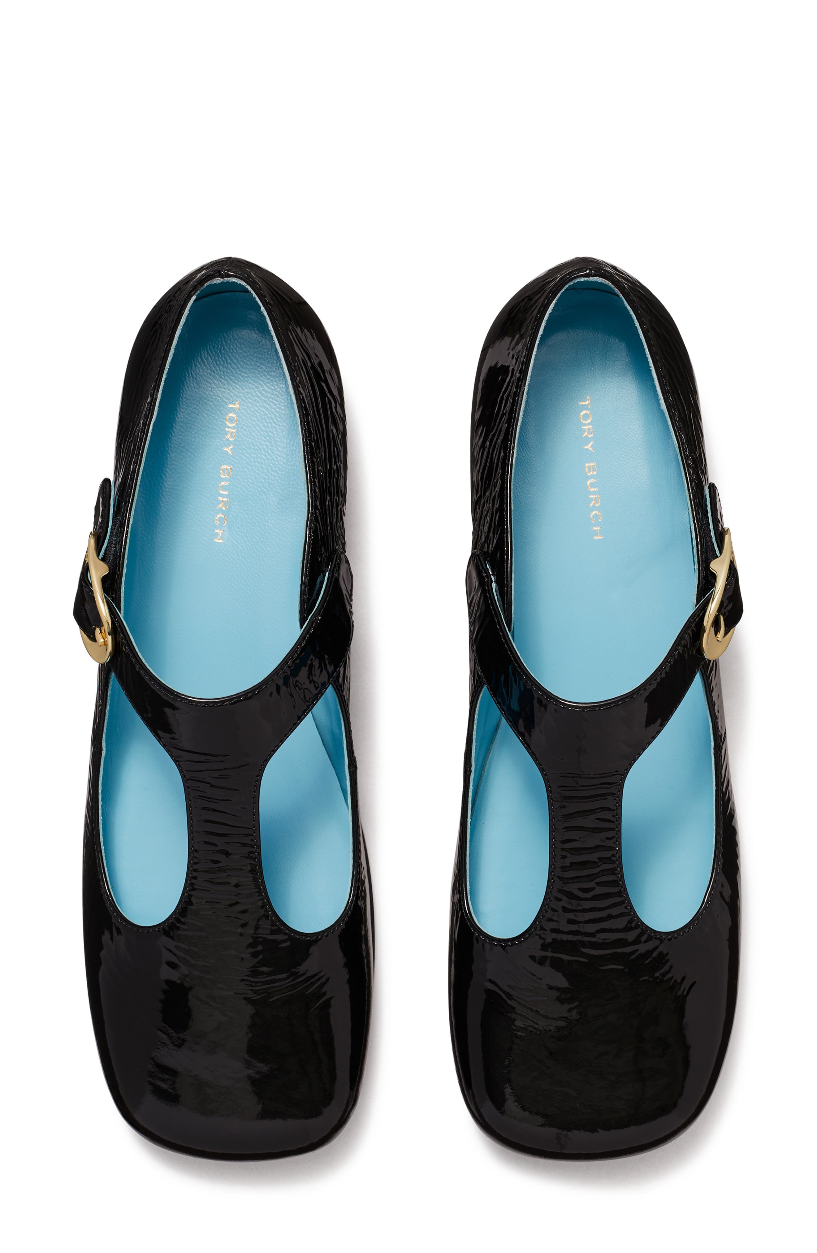 Tory Burch Violet T-Strap Flat, Alternate, color, Nero