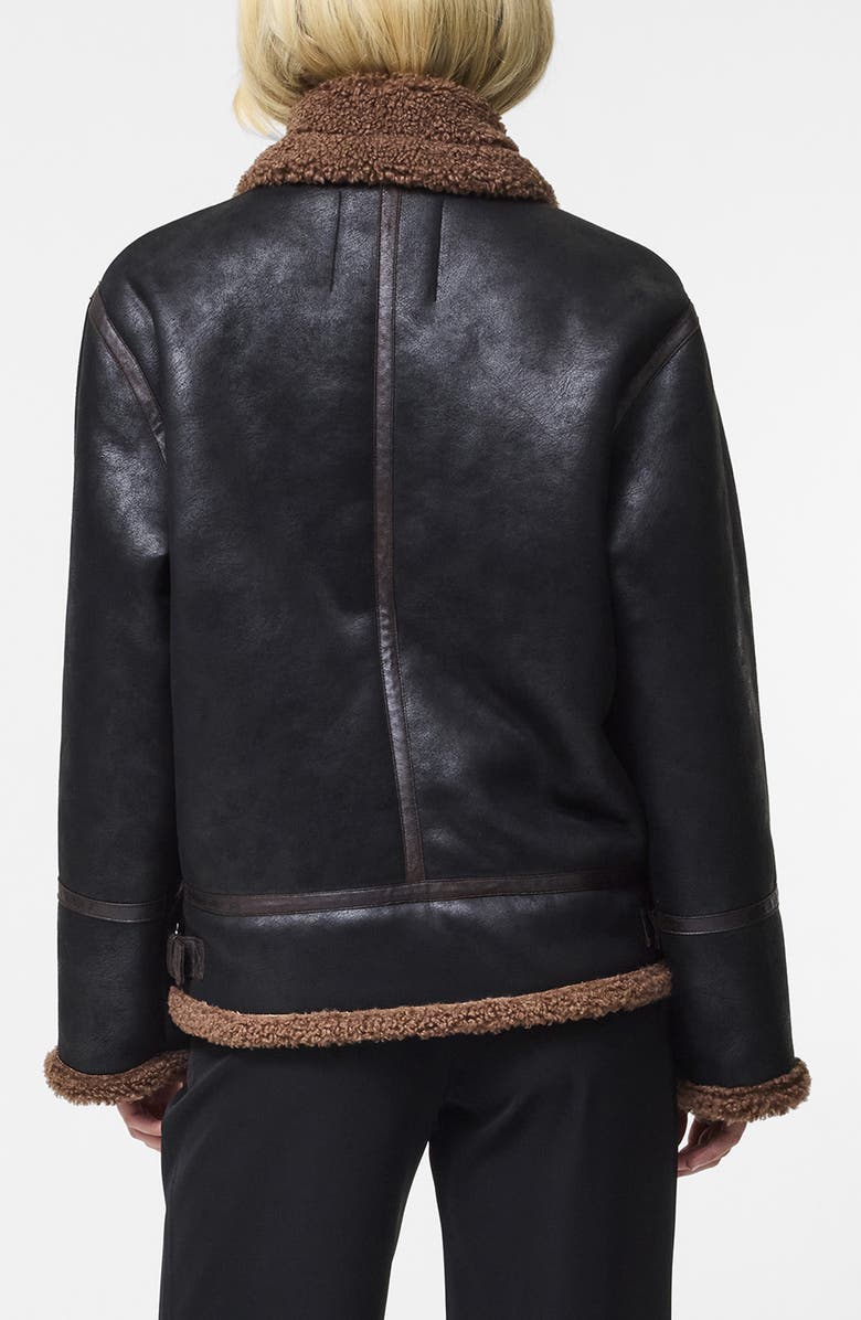 French Connection Faux Shearling Jacket, Alternate, color, Black Brown
