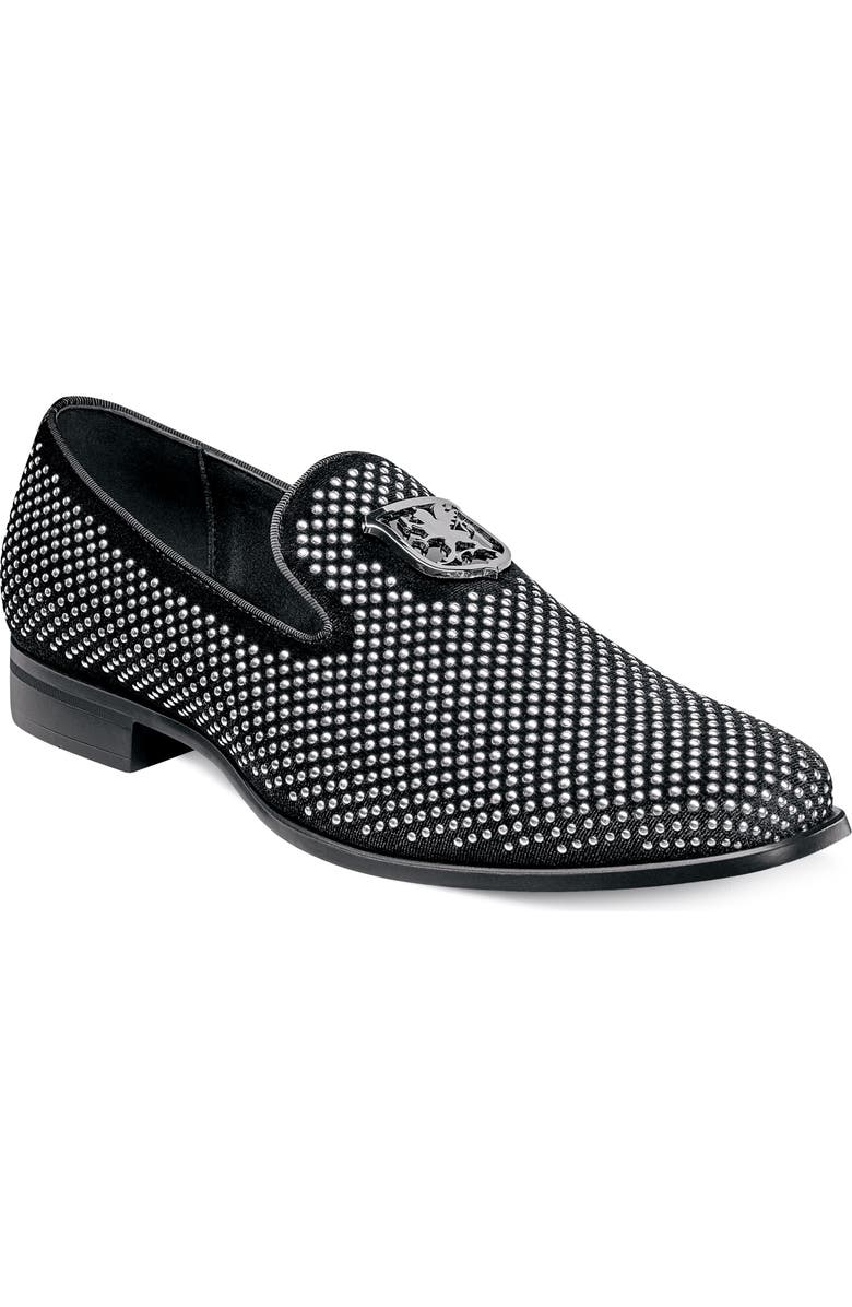 Stacy Adams Swagger Venetian Loafer, Main, color, Black/Silver