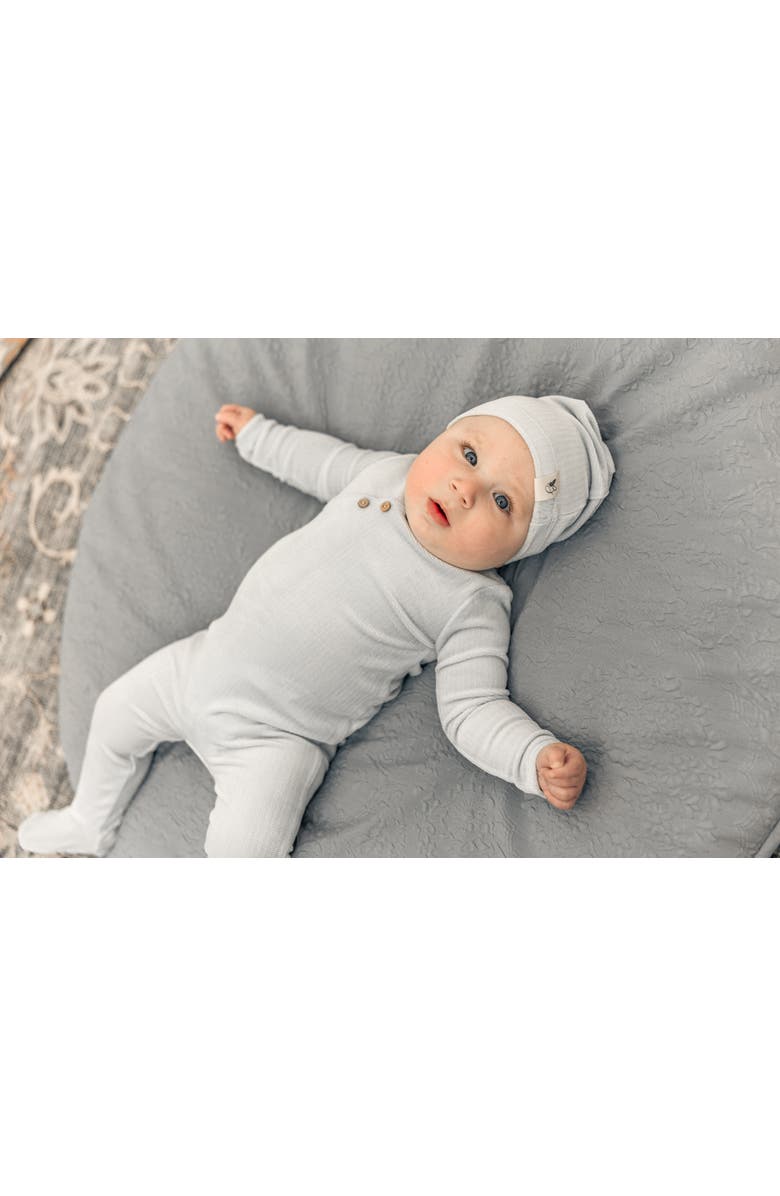 Bebe Bella Velour Romper with Matching Hat, Alternate, color, Taupe