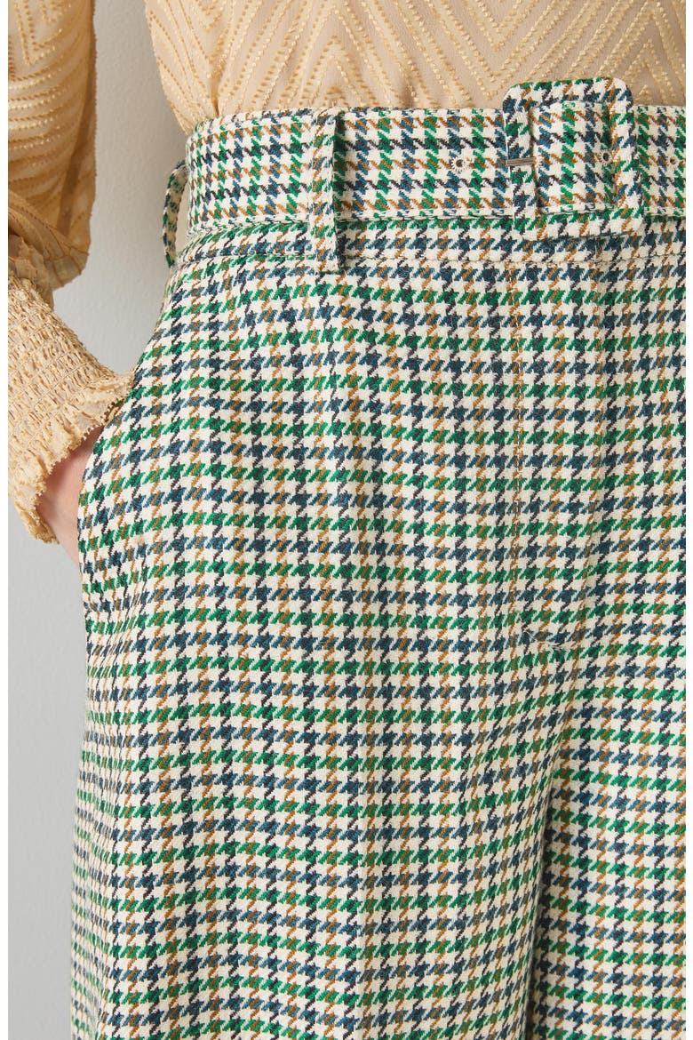 Daphne Belted Houndstooth Wool Bermuda Shorts, Alternate, color, GREEN MULTI