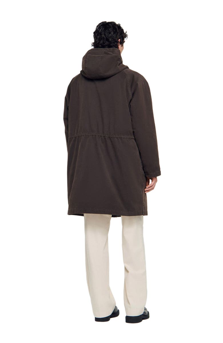 SANDRO Oversized cotton and wool parka, Alternate, color, Dark Taupe