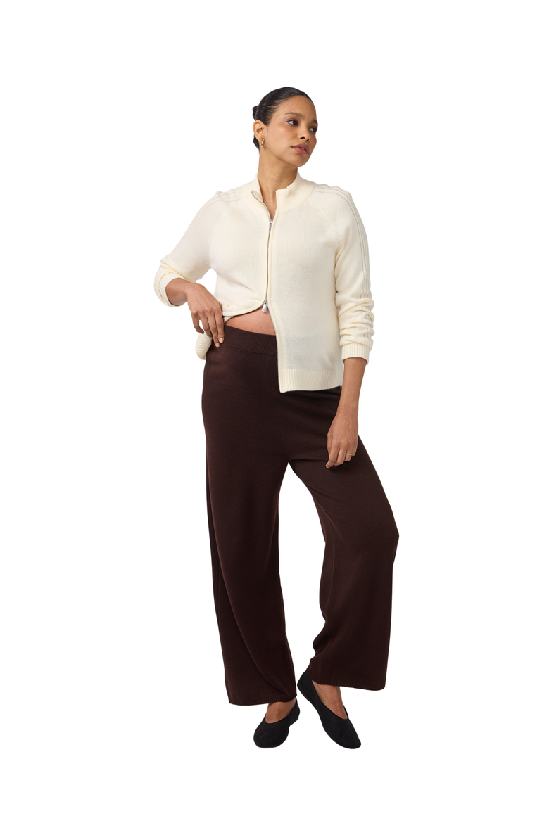Wide Leg Knit Maternity Sweater Pant, Main, color, Coffee Bean