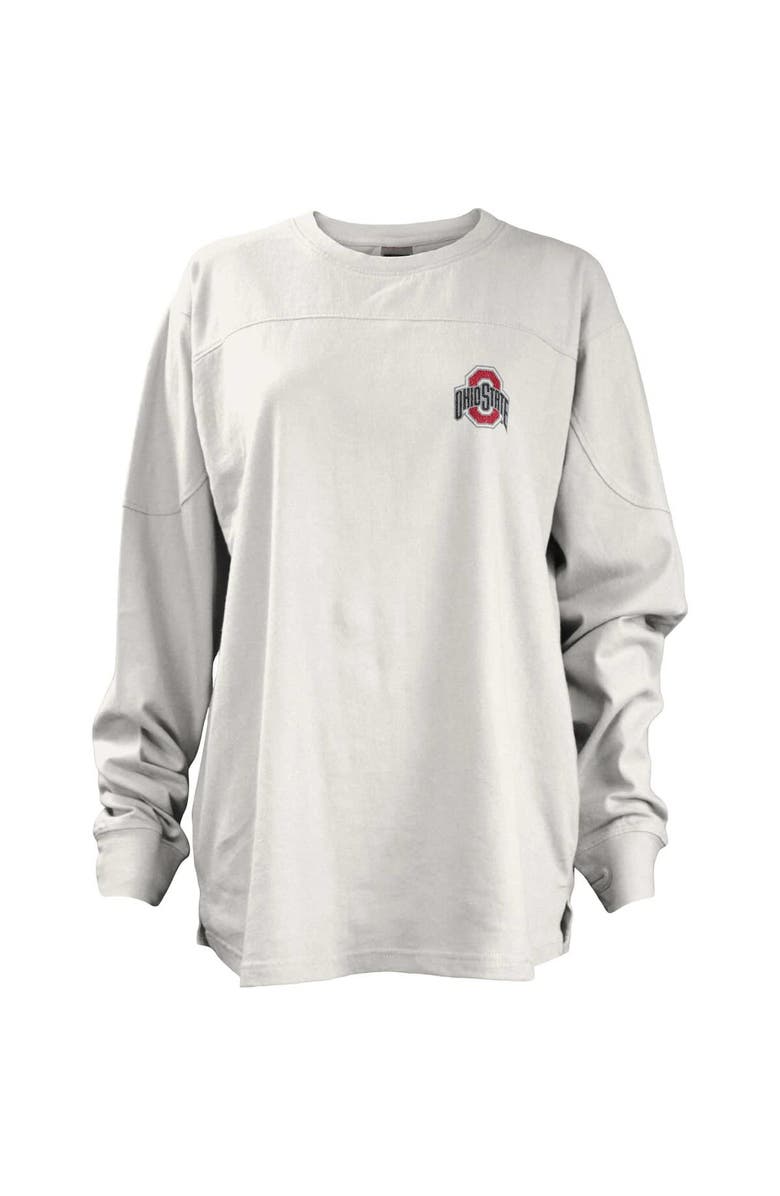 PRESSBOX Women's Pressbox White Ohio State Buckeyes Pennant Stack Oversized Long Sleeve T-Shirt, Alternate, color, 