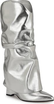 Nine West Amazin Foldover Shaft Pointed Toe Wedge Boot
