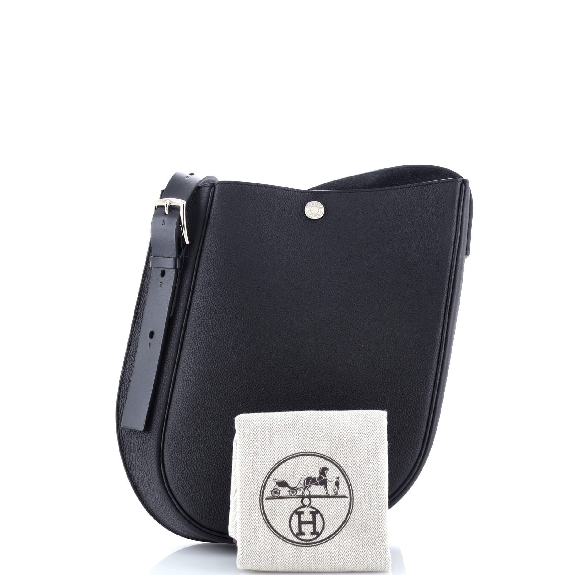 Pre-Owned Hermes Perspective Cavaliere Bag Togo and Vache Hunter 28, Alternate, color, Noir