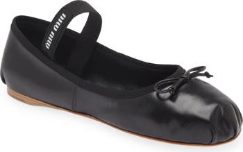 MiuMiu Leather Mary Jane Ballerina Flats バレリーナ ロゴ Miu Miu Leather Mary Jane Ballerina Flats | Neiman Marcus